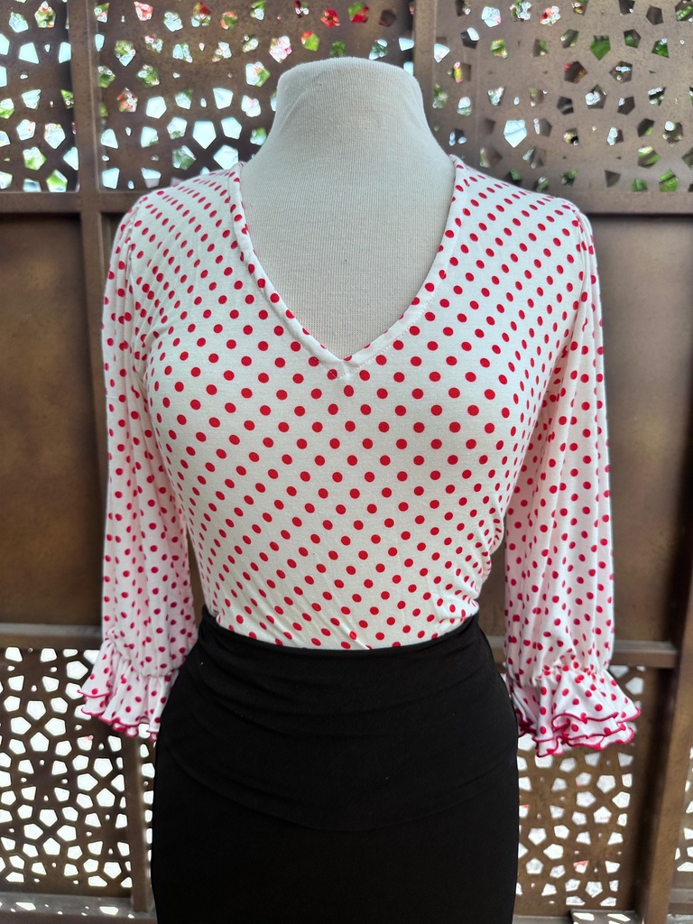 Blusa gitana lunares rojos