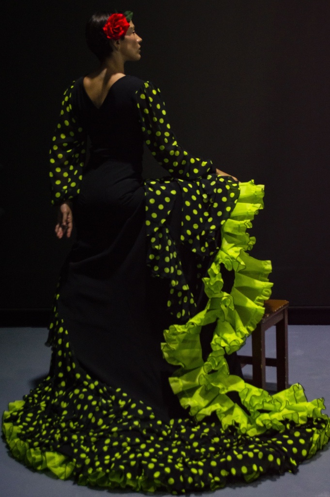 Bata de cola negra lunares verdes