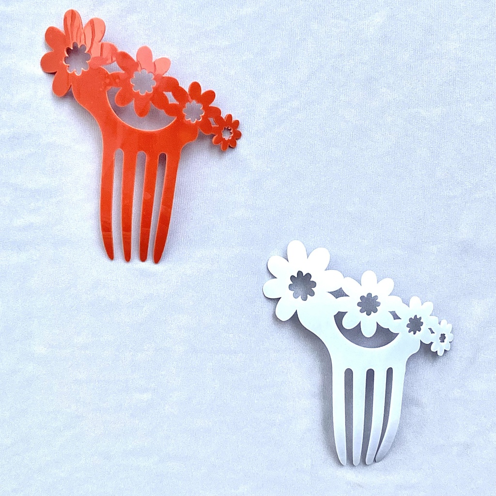 [PTA00725003] Peineta 4 flores (Blanco)