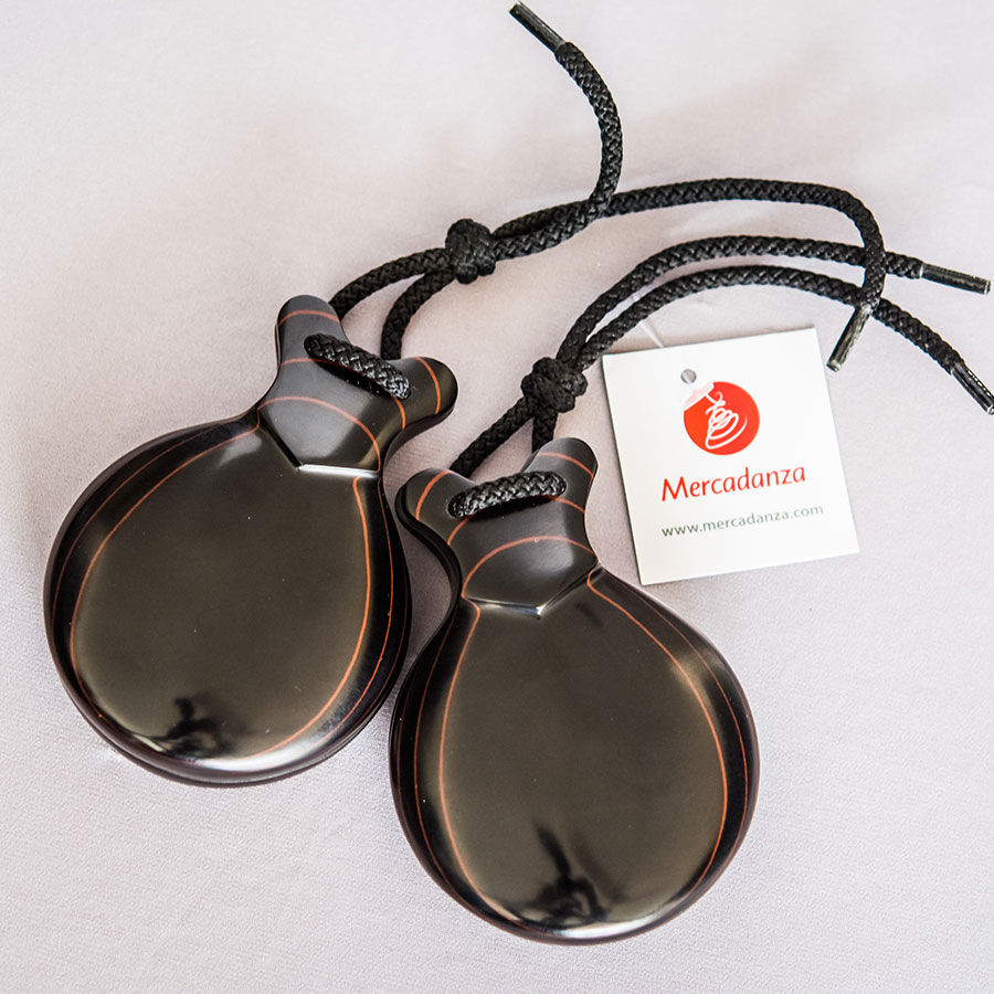 Castañuelas del Sur Fibra negra veteada roja doble caja