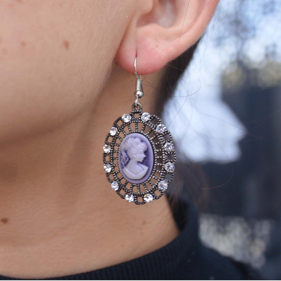 [ARE00101021] Aretes  Camafeo (Morado)