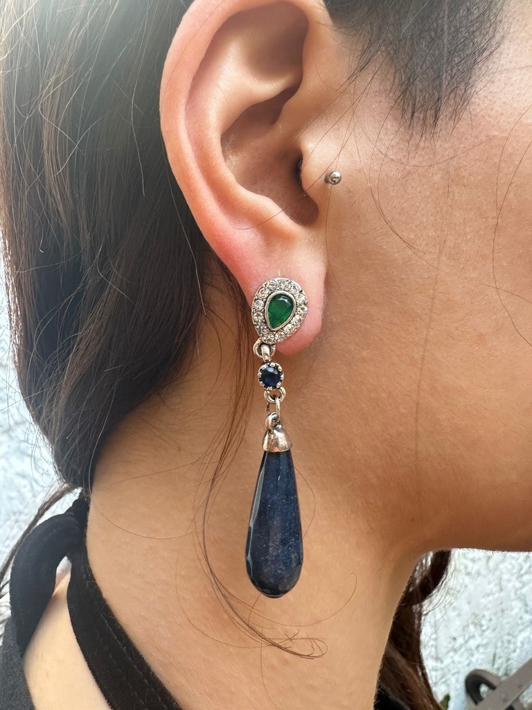 [ARE00116009] Aretes Cristal de gota (Azul Marino)