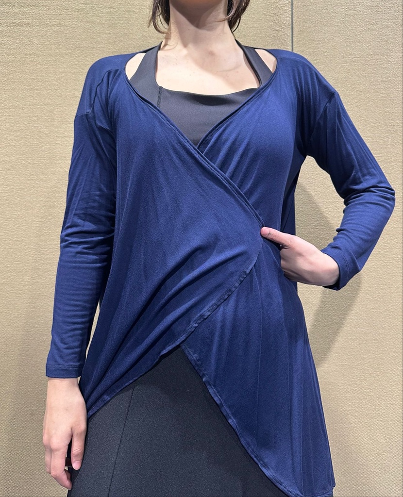[SWE00819009] Suéter largo envolvente en varios colores (Azul Marino)