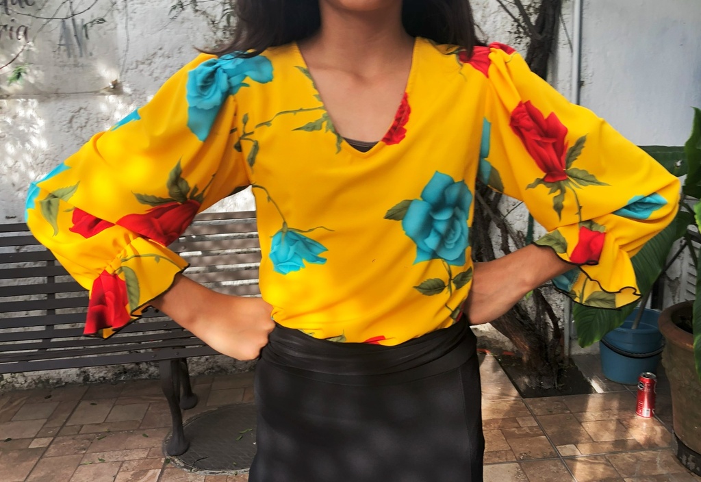 [BLU00828004TCH] Blusa gitana Floreada (CH, Amarillo)