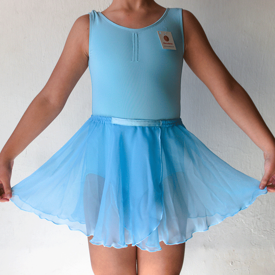 [FAB00672006T1012] Falda Shiffón azul cielo niña (10-12)