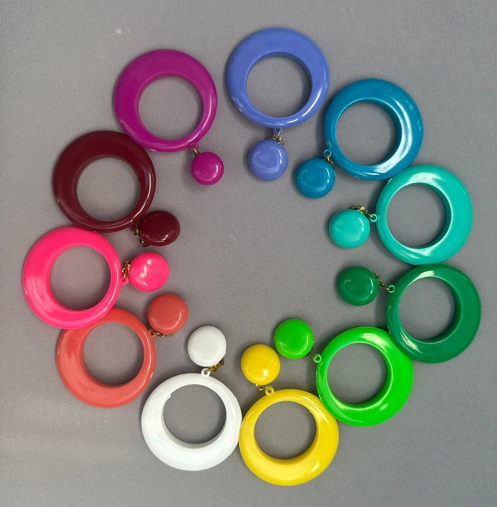 [ARE00112004] Aretes círculo extragrande, varios colores (Amarillo)