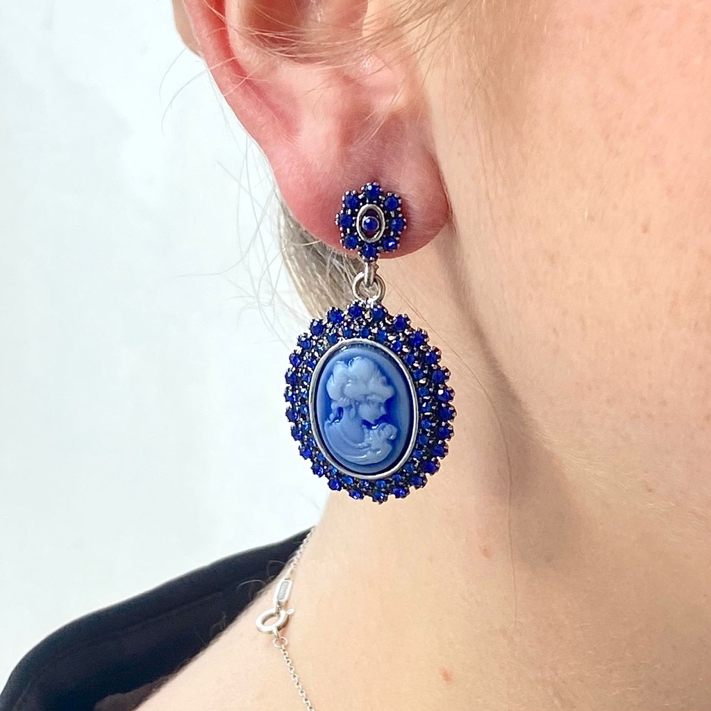 [ARE00108009] Aretes camafeo elegantes varios colores (Azul Marino)