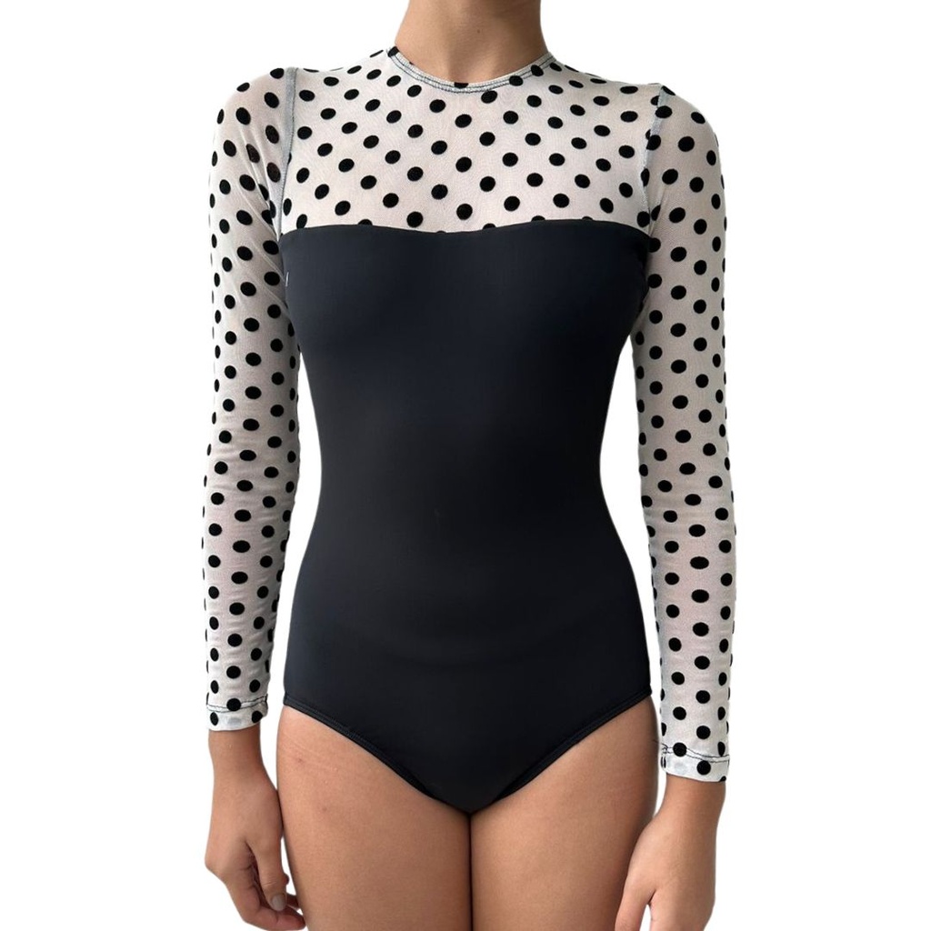 [LEO01624034TCH] Leotardo mod. Thalía lunares (CH, Blanco)
