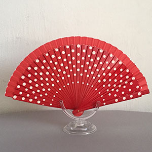 Abanico español Rojo lunares blancos