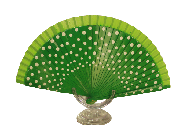 Abanico español Verde Lunares