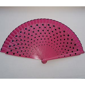 Abanico español rosa lunares negros