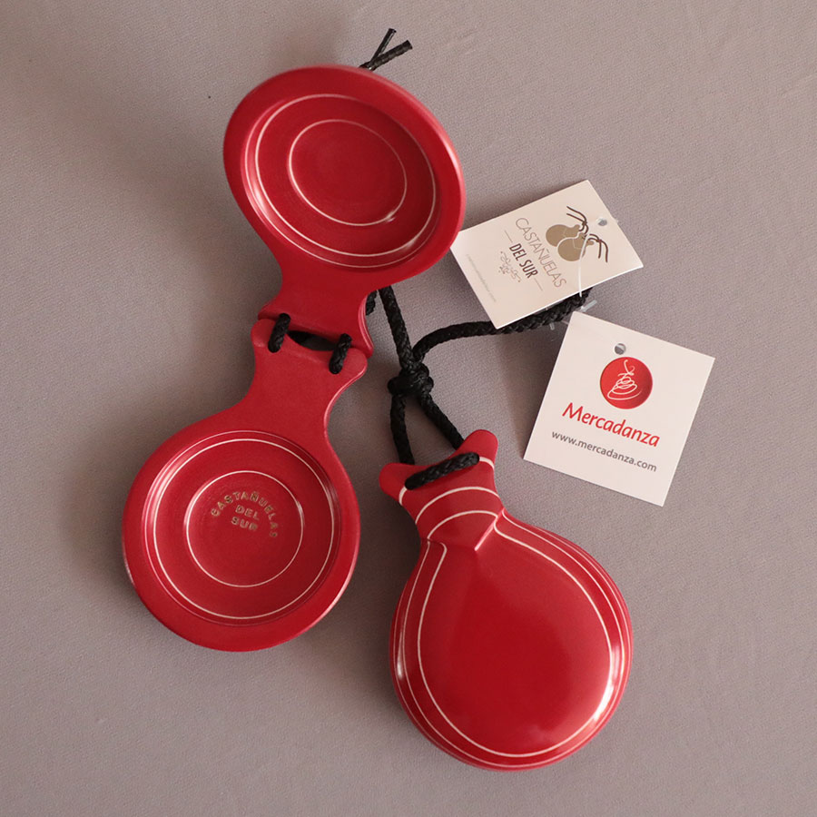 Castañuelas del Sur Vidrio Rojo veteado blanco Doble Caja No. 5