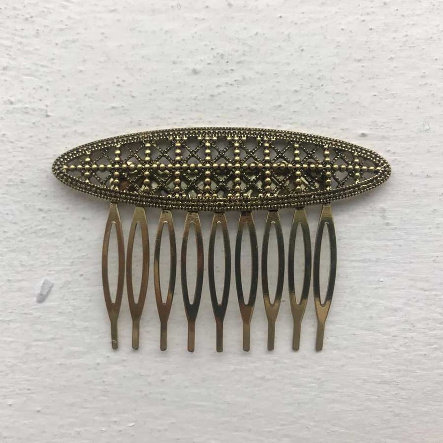[PTA00703074] Peineta metal latón  ovalada cuadros