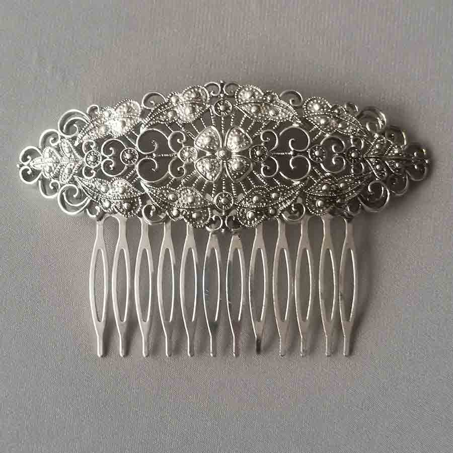 Peineta metal plateado