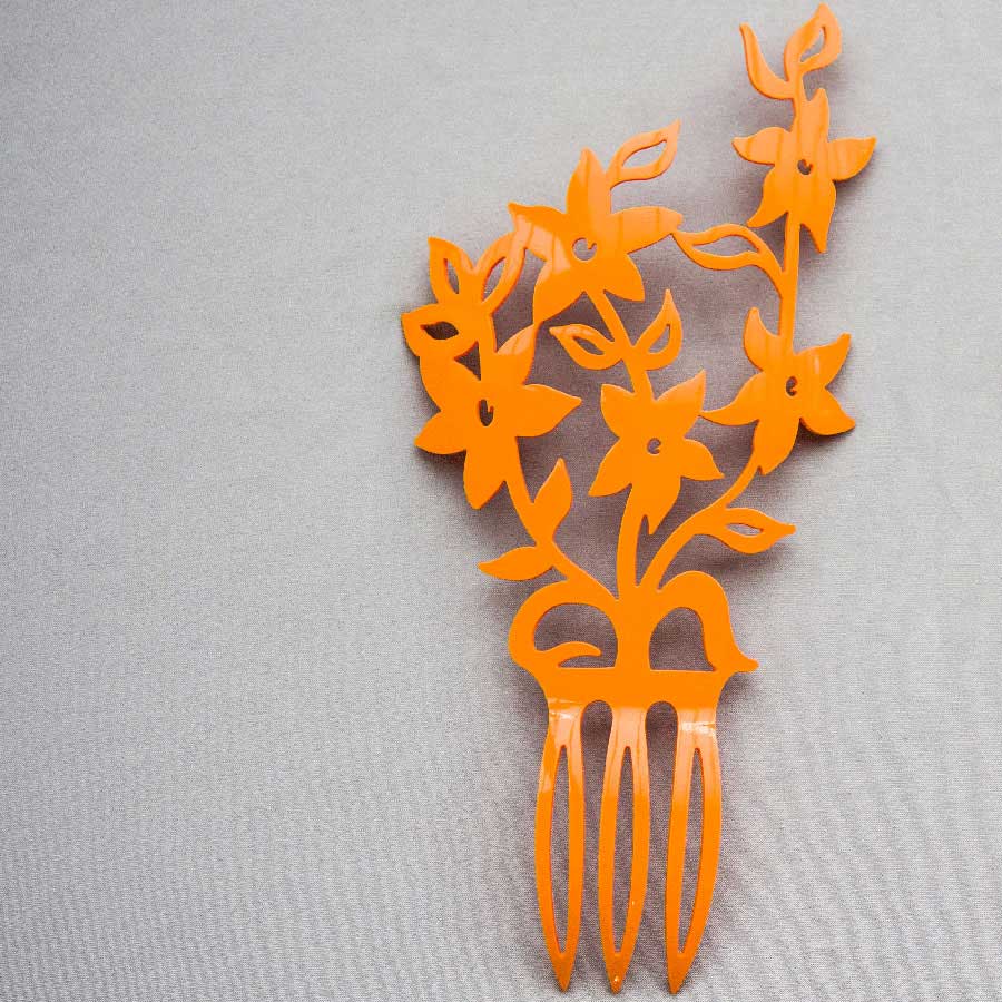 [PTA00744023] Peineta de concha  enredadera naranja