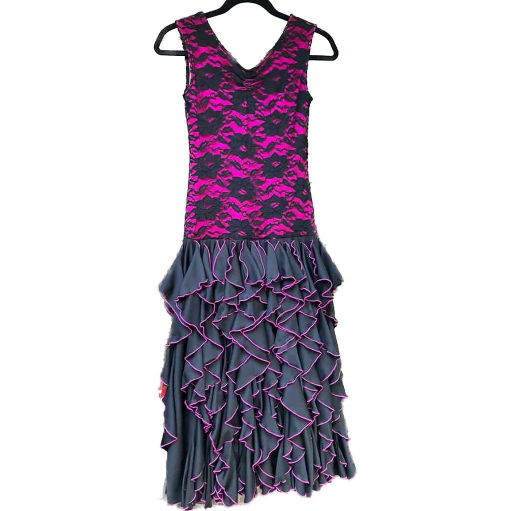 Vestido de niña, encaje bugambilia, TALLA 12