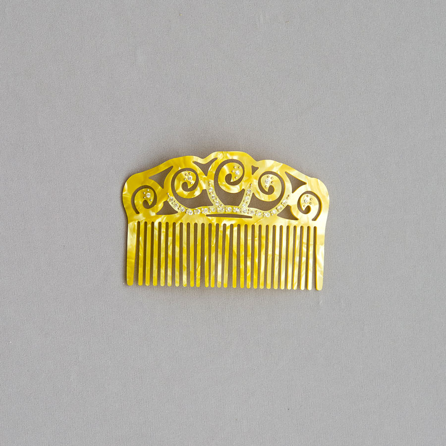 Peineta Nacarada brillos Amarillo