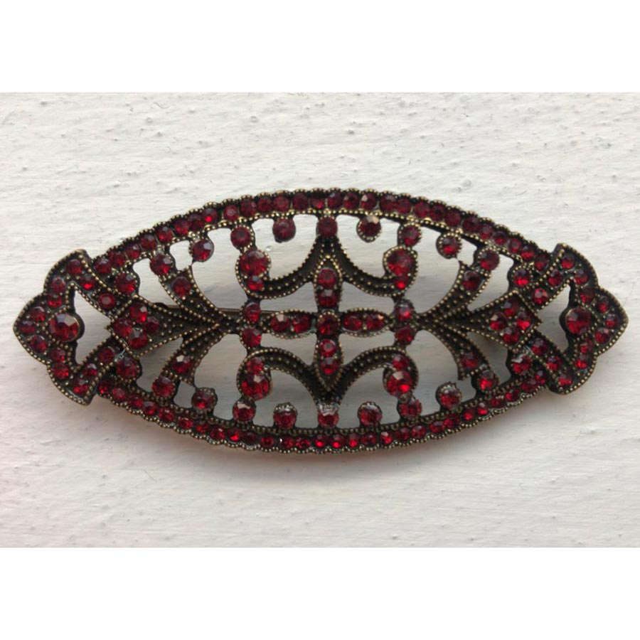 Broche pedrería ovalado Granate