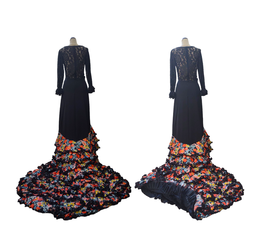 [BAF00629001] Bata de cola negra con flores de colores