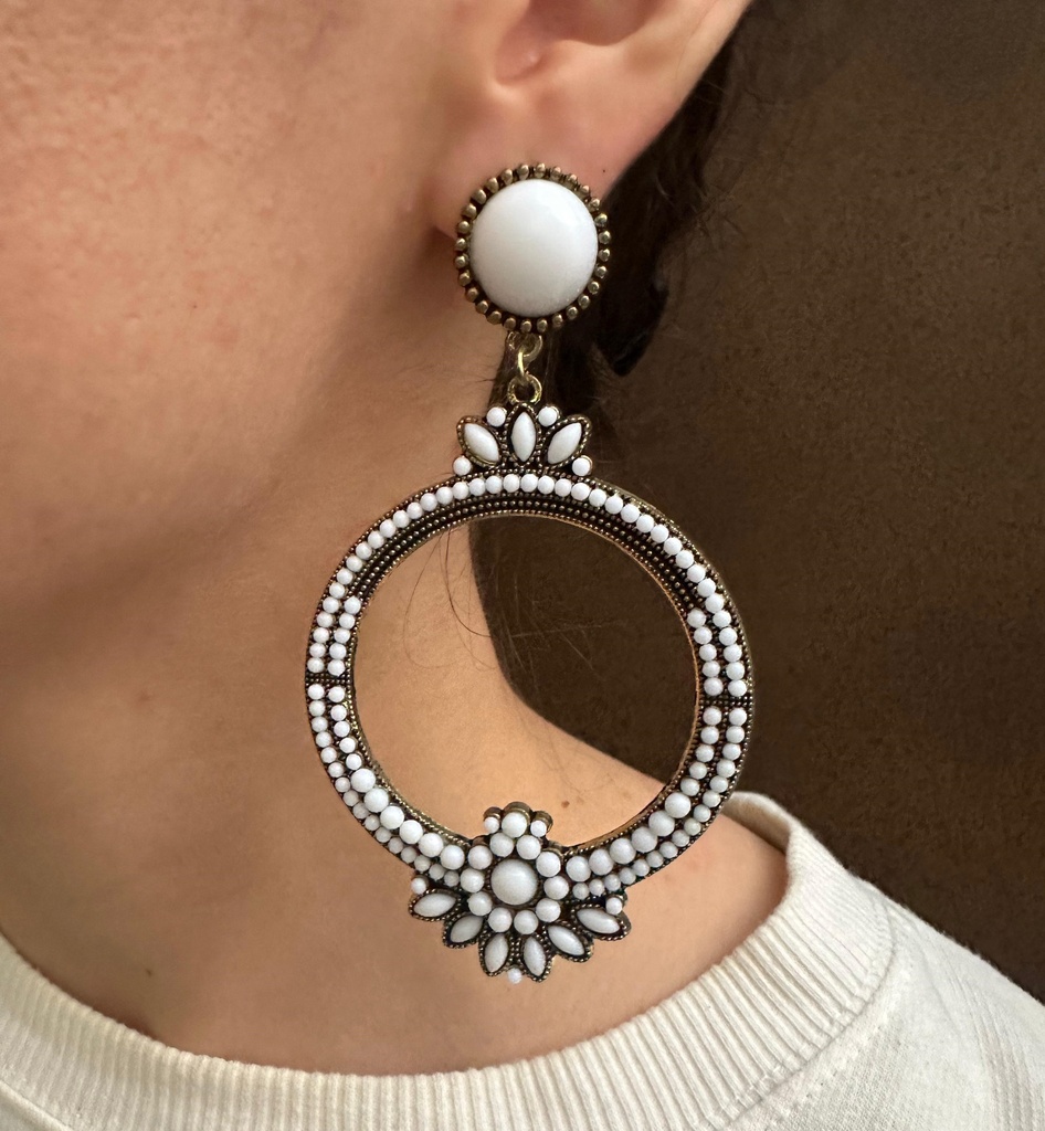 [ARE00133003] Aretes Circulo Chaquira  (Blanco)