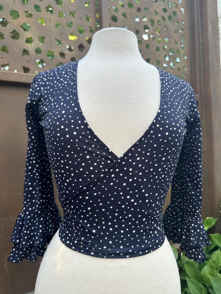 [TOR01509101TUNI] Torera azul marino con puntitos blancos