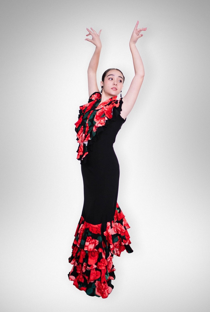 Vestido Loreta Flores rojas