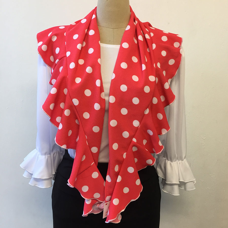 [PIQ01134018TCH] Piquillo con olán estampado lunares diferentes colores (Coral lunares blancos)