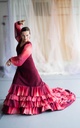 Bata de cola tinto con rosa