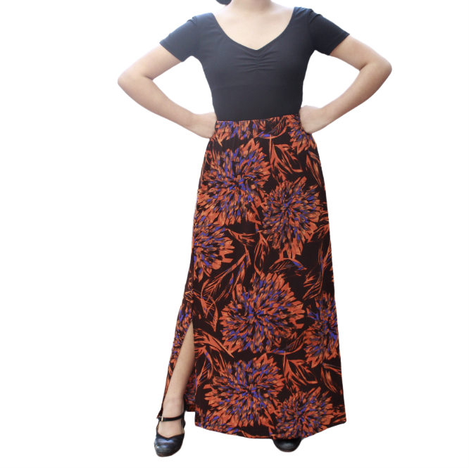 Falda Recta Renata Estampado café
