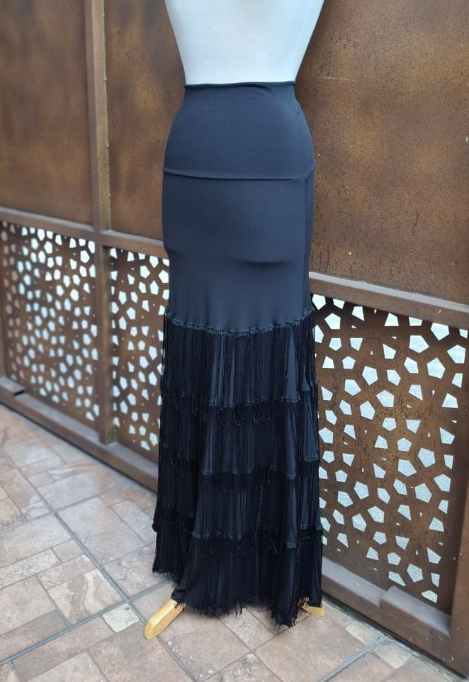 [FAF00692001TCH] Falda gitana con flecos (Ch)