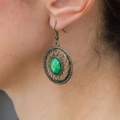 [ARE00131010] Aretes Piedra verde