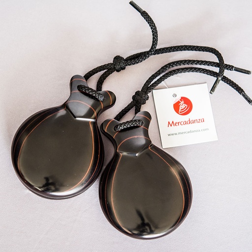 Castañuelas del Sur Fibra negra veteada roja doble caja