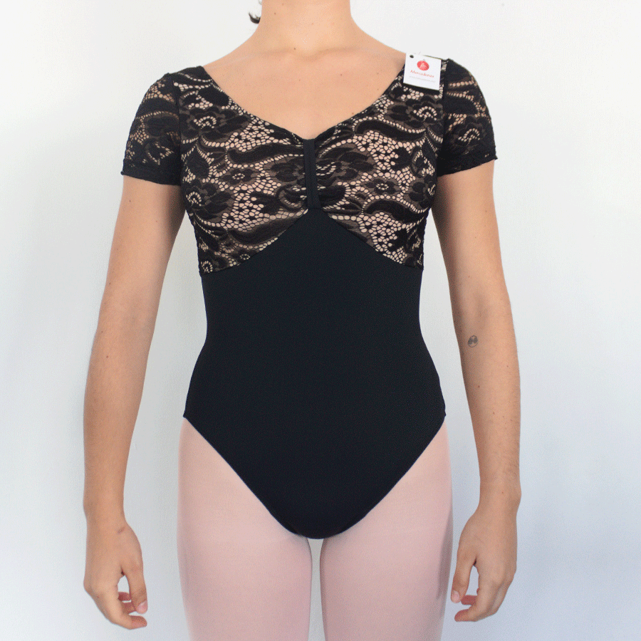 Leotardo Eugenia con manga y  encaje