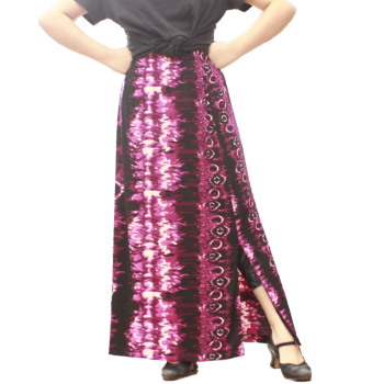 Falda recta morada estampada de manchas 