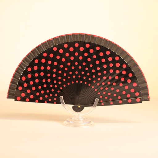 [ABA00206031] Abanico español  Negro lunares rojos