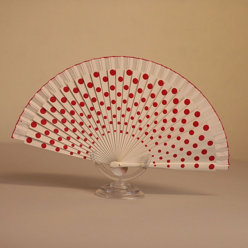 [ABA00208033] Abanico español - Blanco lunares rojos