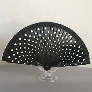 [ABA00214032] Abanico español Negro lunares blancos