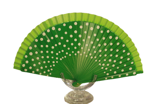 [ABA00216037] Abanico español Verde Lunares