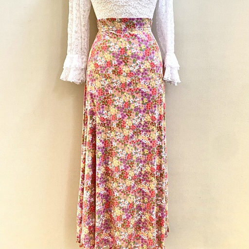 Falda 3 picos con resorte estampado de flores 