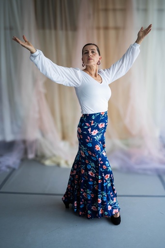 Falda 3 picos con resorte estampado de flores 