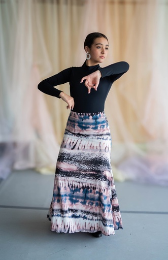 Falda de 3 pico estampada y resorte