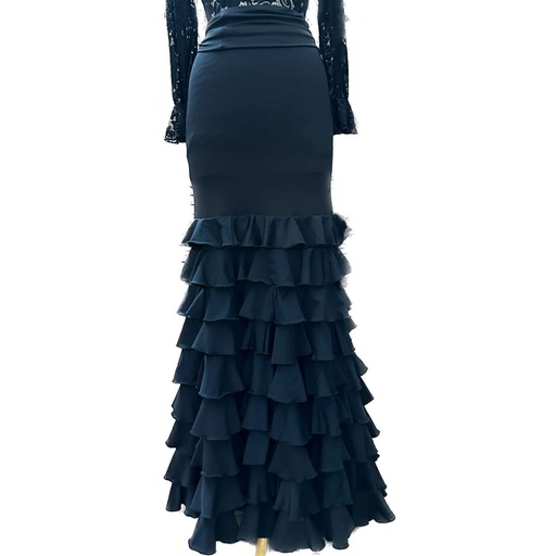 [FAF00632001] Falda negra 11 olanes