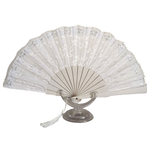 [ABA00202003] Abanico con Encaje Blanco