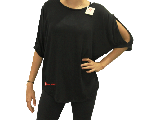 [CAM00804001TUNI] Camiseta algodón negro unitalla Mercadanza con manga