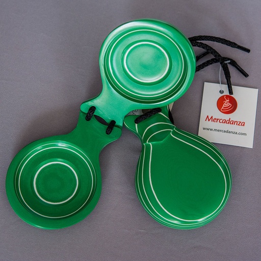 [CNS01005012DCN5] Castañuelas de Vidrio Verde veteado doble caja No. 5
