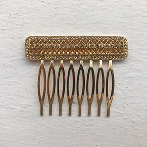 [PTA00702075] Peineta metal dorada pedrería Rectangular