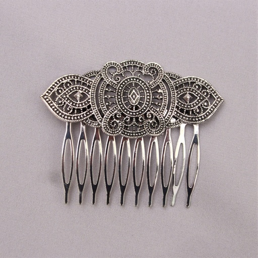 [PTA00713076] Peineta metal plateado alambra