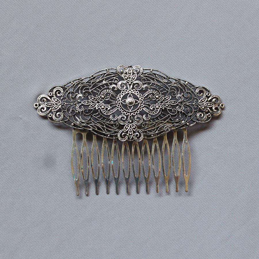 [PTA00717076] Peineta metal plateada Brocada