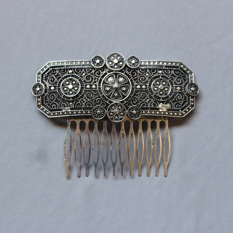 [PTA00718076] Peineta metal plateada Cuadrada