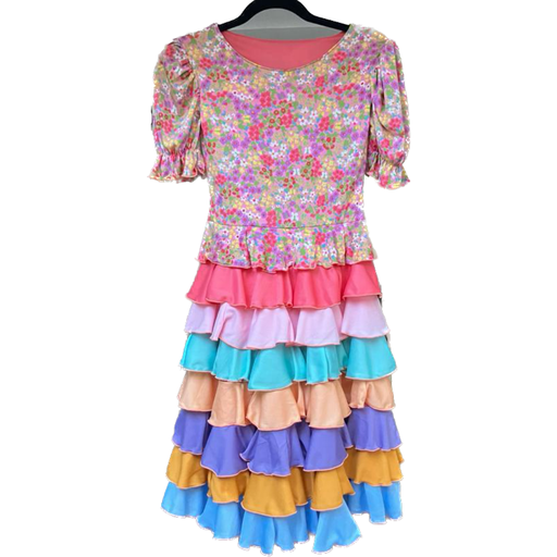[VES01317030T8] Vestido de niña Flores rosas, CON MANGA, TALLA 8
